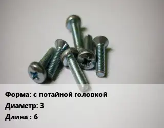 Винт с потайной головкой 3х6